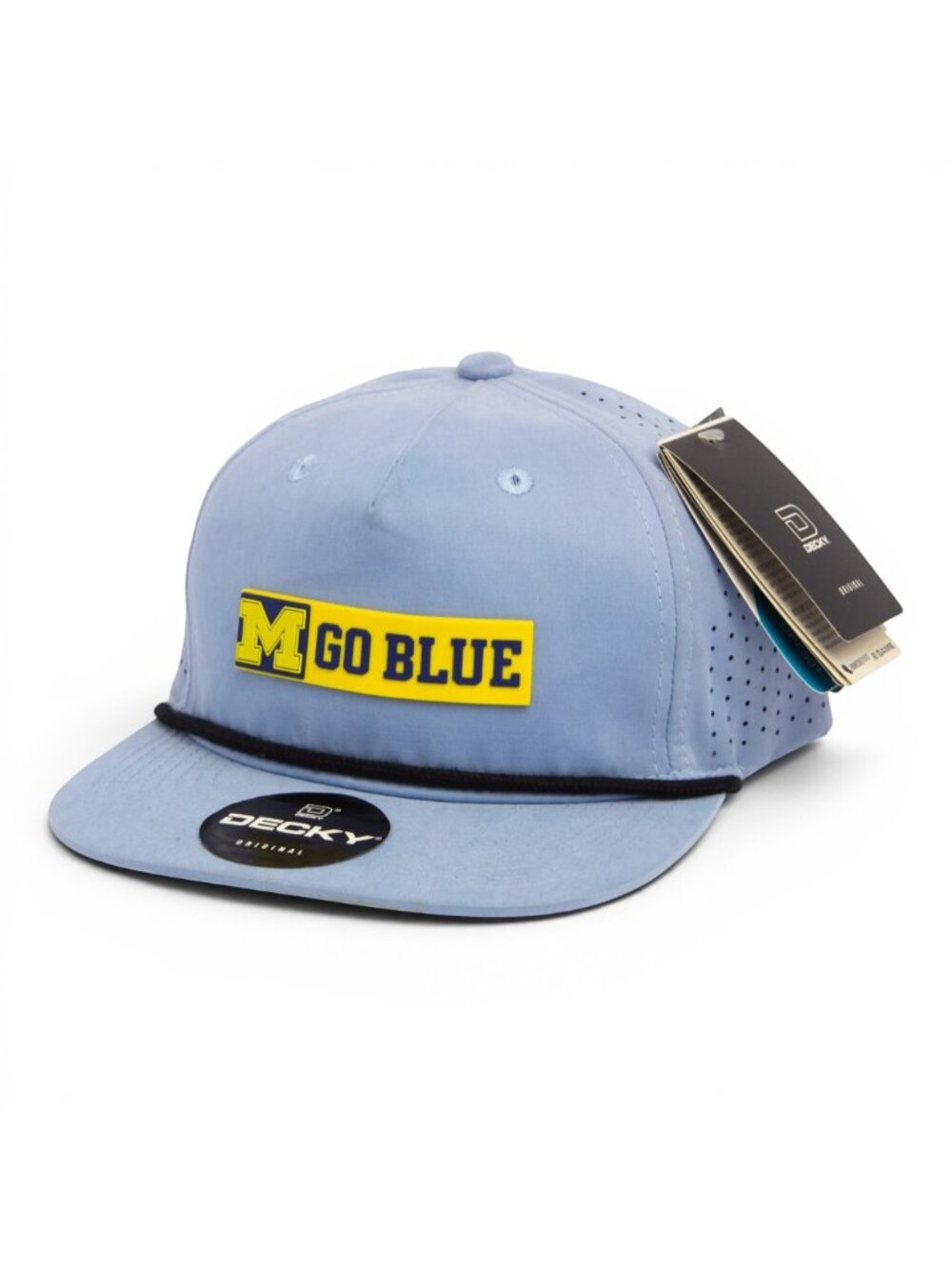 Michigan Wolverines GO BLUE Maize 3D Perforated Rope Hat- Sky/ Black